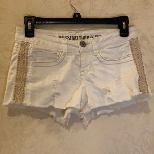 Mossimo Supply Co White & Tan Braided Jean Shorts Size 3 Fit 6